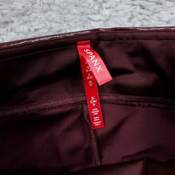 Spanx Faux Patent Leather Leggings Women’s Size Small Petite Ruby Red 20301Q - Picture 6 of 10